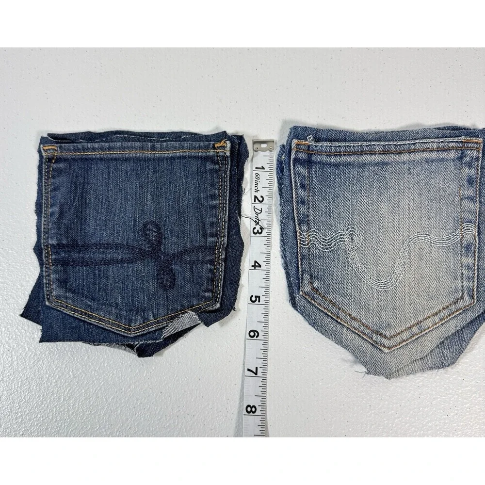 10 Denim Jean Back Pockets 5 Pairs Embossed Printed Embroidered Crafts Upcycle